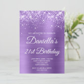 Invitation Glitterie légère Purple Foil 21e anniversaire (Debout devant)
