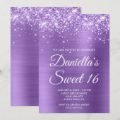 Invitation Glitterie légère Purple Foil doux 16 (Devant / Derrière)