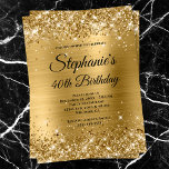 Invitation Glitterie Or Foil Fancy Monogramme 40e Anniversair<br><div class="desc">Créez votre propre monographie chic et élégante invitation à fêter un anniversaire pour elle. Les graphiques décoratifs en parties scintillant dorée brillante forment une bordure supérieure et inférieure. L'art numérique arrière - plan présente une feuille de métal brossé à l'ombre dorée brillante et jaune doré. Customisez les couleurs ou les...</div>