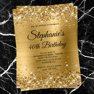 Invitation Glitterie Or Foil Fancy Monogramme 40e Anniversair