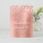 Invitation Glitterie Pink Peach Foil Sweet 16 Photo (Debout devant)