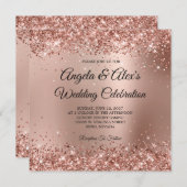 Invitation Glitterie Rose Gold Glam Gradient (Devant / Derrière)