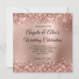 Invitation Glitterie Rose Gold Glam Gradient