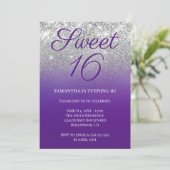 Invitation Glitterie Royal violet argent Ombre doux 16 (Debout devant)