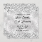 Invitation Glitterie Silver Frosted Glass 50 & Fabuleux (Devant / Derrière)