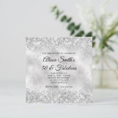 Invitation Glitterie Silver Frosted Glass 50 & Fabuleux (Debout devant)