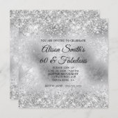 Invitation Glitterie Silver Frosted Glass 60 & Fabuleux (Devant / Derrière)