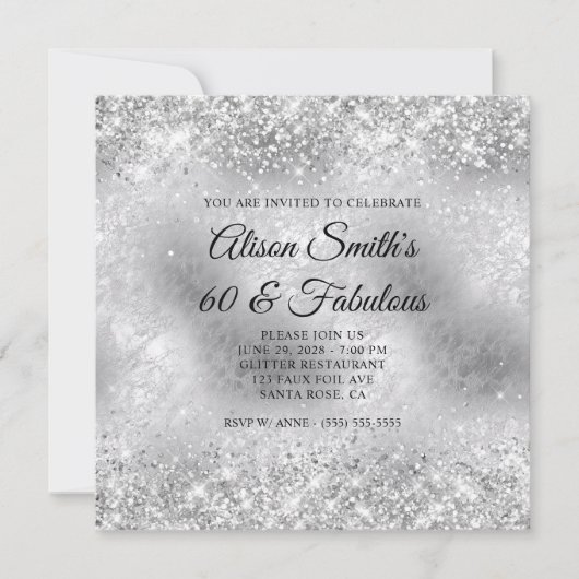 Invitation Glitterie Silver Frosted Glass 60 & Fabuleux (Devant)