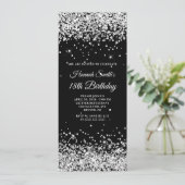 Invitation Glittery Argent et Noir 18e anniversaire (Debout devant)