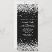 Invitation Glittery Argent et Noir 18e anniversaire (Devant)