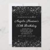 Invitation Glittery Black 50e anniversaire (Devant)