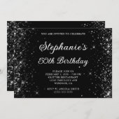 Invitation Glittery Black 50e anniversaire (Devant / Derrière)