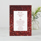 Invitation Glittery Bourgogne Rouge Maroon Classy Mariage mod (Debout devant)