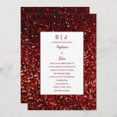 Invitation Glittery Bourgogne Rouge Maroon Classy Mariage mod (Devant / Derrière)