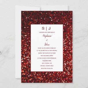 Invitation Glittery Bourgogne Rouge Maroon Classy Mariage mod