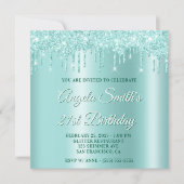Invitation Glittery Drips Light Teal Ombre Drop Shadow (Devant)