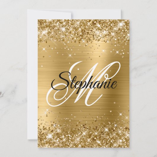 Invitation Glittery Gold Fancy Monogramme 30e anniversaire (Dos)