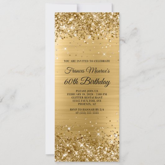 Invitation Glittery Gold Foil 60e anniversaire (Devant)
