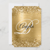 Invitation Glittery Gold Foil Fancy Monogramme 30e anniversai (Dos)