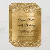 Invitation Glittery Gold Foil Fancy Monogramme 30e anniversai (Devant / Derrière)
