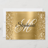 Invitation Glittery Gold Foil Fancy Monogramme 40e anniversai (Dos)