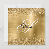 Invitation Glittery Gold Foil Monogramme 40 & Fabulous (Dos)