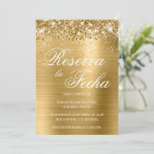 Invitation Glittery Gold Foil Photo Reserva La Fecha (Debout devant)