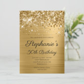 Invitation Glittery Gold Foil Script élégant 50e anniversaire (Debout devant)