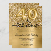 Invitation Glittery Gold Glam 40 et fabuleux (Devant / Derrière)