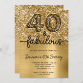 Invitation Glittery Gold Leopard 40 et fabuleux (Devant / Derrière)