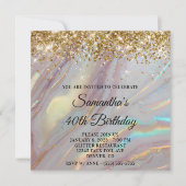 Invitation Glittery Gold Marbled Opal 40e anniversaire (Devant)