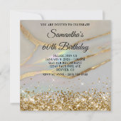 Invitation Glittery Gold Marbled Opal 60e anniversaire (Devant)