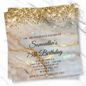 Invitation Glittery Gold Marbled Opal 75e anniversaire