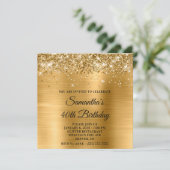 Invitation Glittery Gold Metallic Look 40e anniversaire (Debout devant)