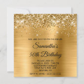 Invitation Glittery Gold Metallic Look 50e anniversaire (Devant)