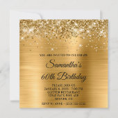 Invitation Glittery Gold Metallic Look 60e anniversaire (Devant)
