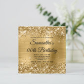 Invitation Glittery Gold Monogramme Anniversaire (Debout devant)