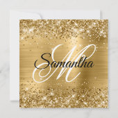 Invitation Glittery Gold Monogramme Anniversaire (Dos)