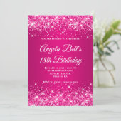 Invitation Glittery Hot Pink Raspberry Ombre 18th Birthday (Debout devant)