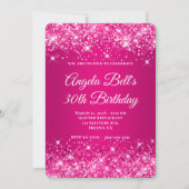 Invitation Glittery Hot rose Framboise Ombre 30e anniversaire (Devant)