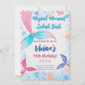 Invitation Glittery Mermaid Tail fête d'anniversaire (Devant)