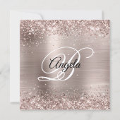 Invitation Glittery Pink Champagne Faux Foil Quinceanera (Dos)