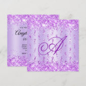 Invitation Glittery Purple Shimmer Diamond Seahorse Anniversa (Devant / Derrière)