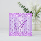 Invitation Glittery Purple Shimmer Diamond Seahorse Anniversa (Debout devant)