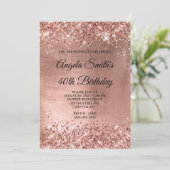 Invitation Glittery Rose Gold brillant Foil 40e anniversaire (Debout devant)