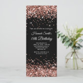Invitation Glittery Rose Gold et Black 18e anniversaire (Debout devant)