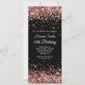 Invitation Glittery Rose Gold et Black 18e anniversaire (Devant)