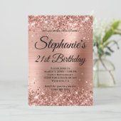 Invitation Glittery Rose Gold Fancy Monogramme 21e anniversai (Debout devant)