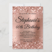 Invitation Glittery Rose Gold Fancy Monogramme 40e anniversai (Devant)