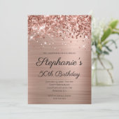 Invitation Glittery Rose Gold Foil Elégant 50e anniversaire (Debout devant)